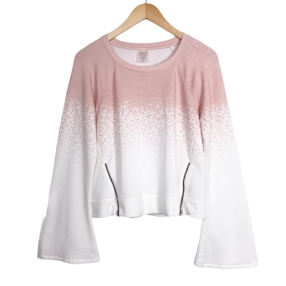 CALIA Effortless Drip Dye Zipper Bell Sweatshirt Size Small